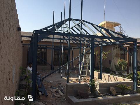 من أعمال يحيى عبود للمقاولات القرميد والمشبات والشوايات وجميع أعمال الشينكو والمظلات والسواتر