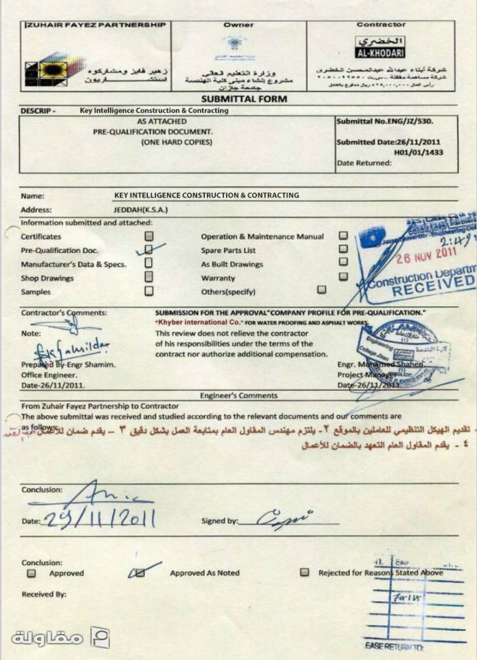 من أعمال Khyber international construction company (KICC)l